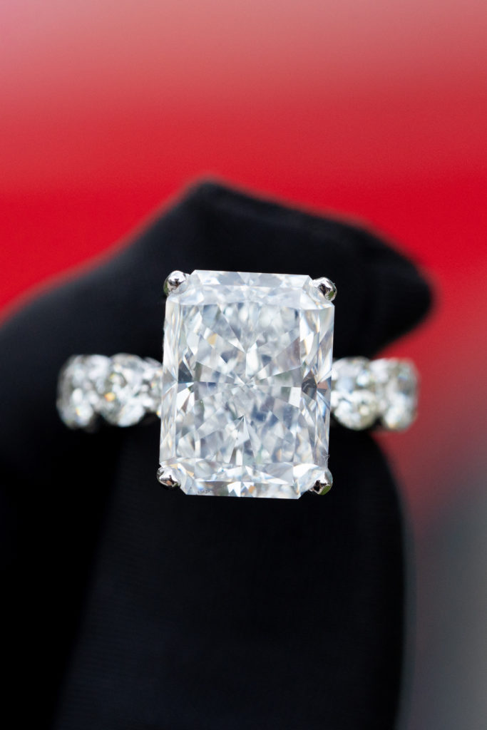 Square-Cut Diamond Ring with Hidden Halo - Diamonds By Raymond Lee