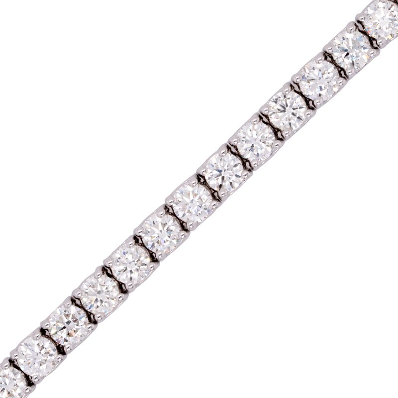 14k White Gold 7.03ctw Round Cut Natural Diamond Tennis Bracelet