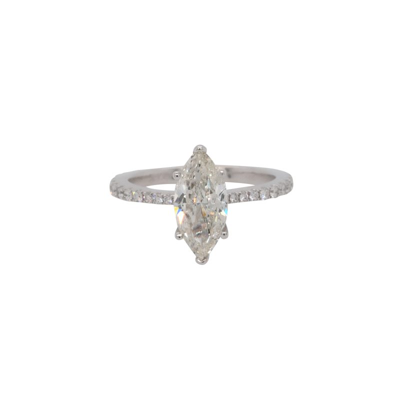 18k White Gold 1.52ct Natural Marquise Cut Diamond Engagement Ring