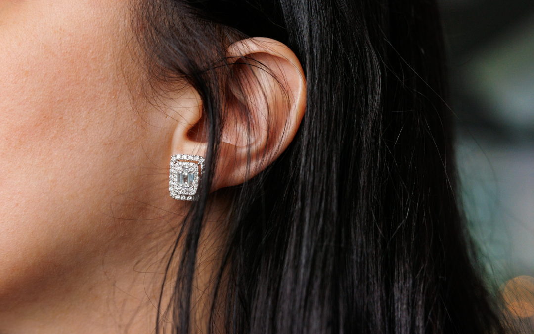 Square Sparkle Halo Stud Earring  