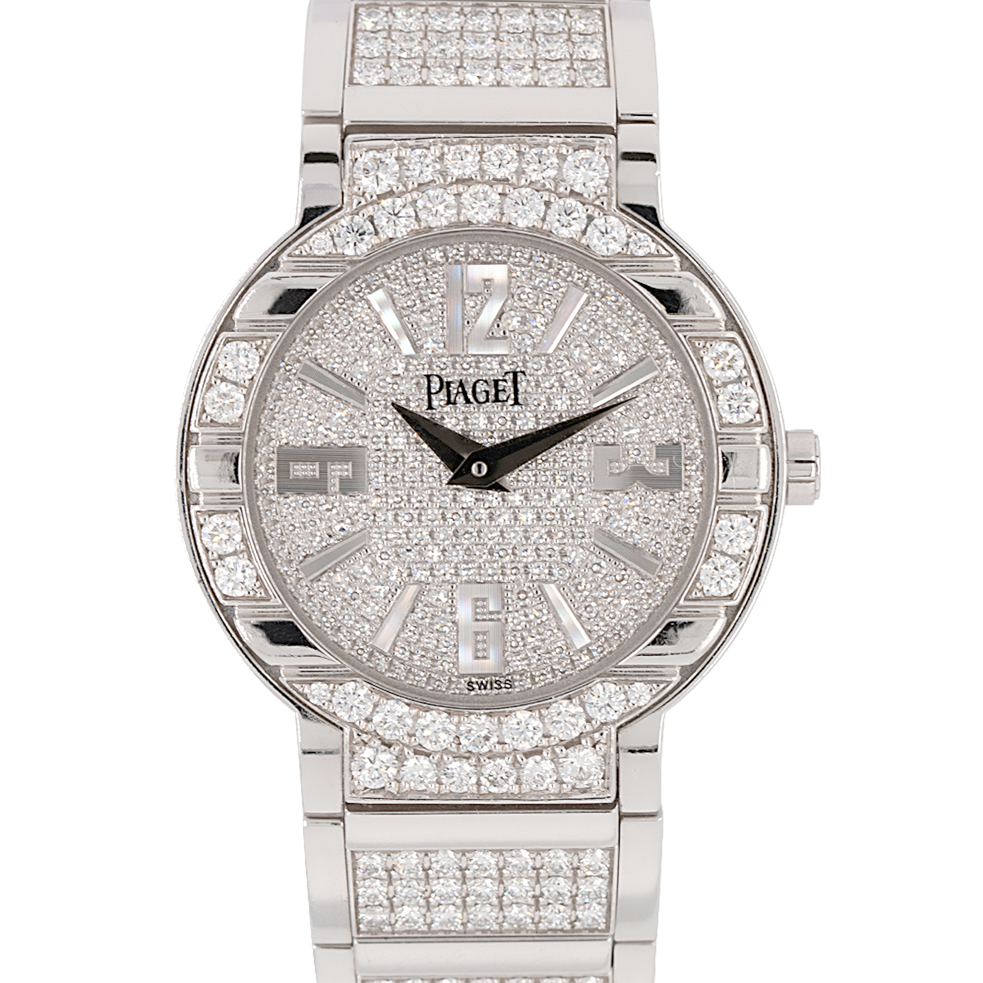 PiageT Polo 18k White Gold Diamond Pave Ladies Watch