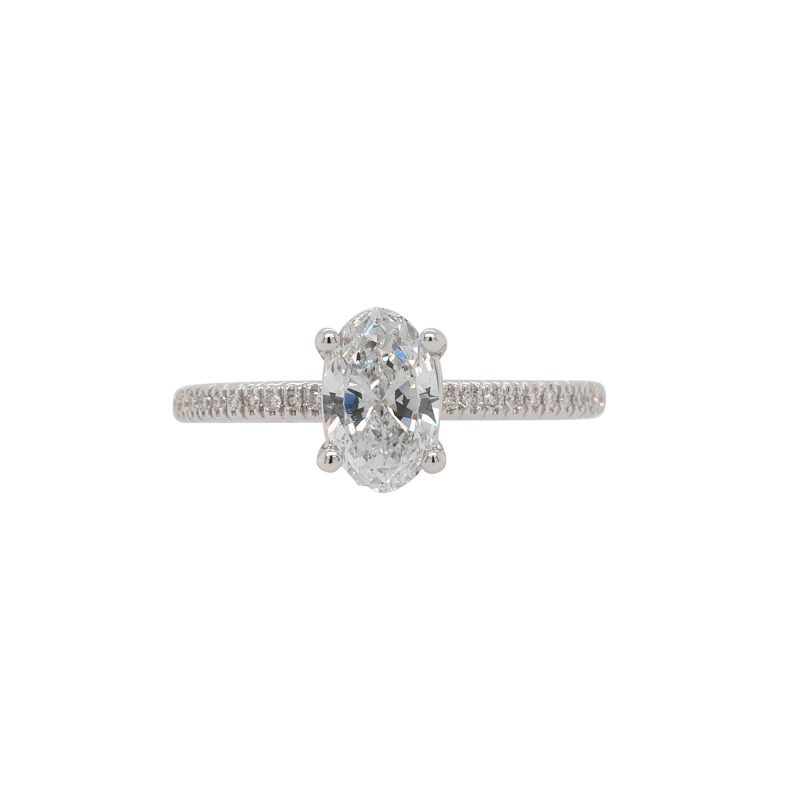 18k White Gold 0.90ct GIA Oval Cut Diamond Engagement Ring