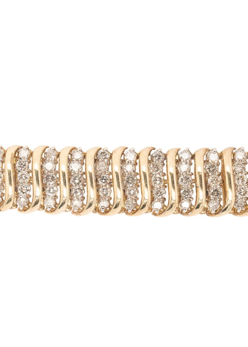 10k Yellow Gold 5ctw Natural Diamond Vintage Snake Bracelet - Image 10