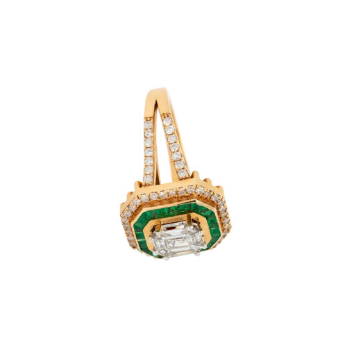 18k Yellow Gold 0.91ctw Diamond and 0.55ctw Emerald Multi Stone Octagonal Shape Ring - Image 14
