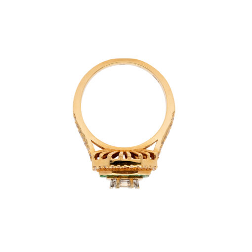 18k Yellow Gold 0.91ctw Diamond and 0.55ctw Emerald Multi Stone Octagonal Shape Ring - Image 10