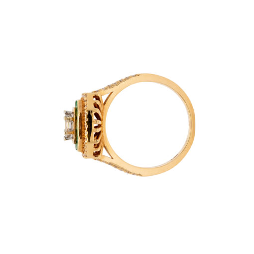 18k Yellow Gold 0.91ctw Diamond and 0.55ctw Emerald Multi Stone Octagonal Shape Ring - Image 12