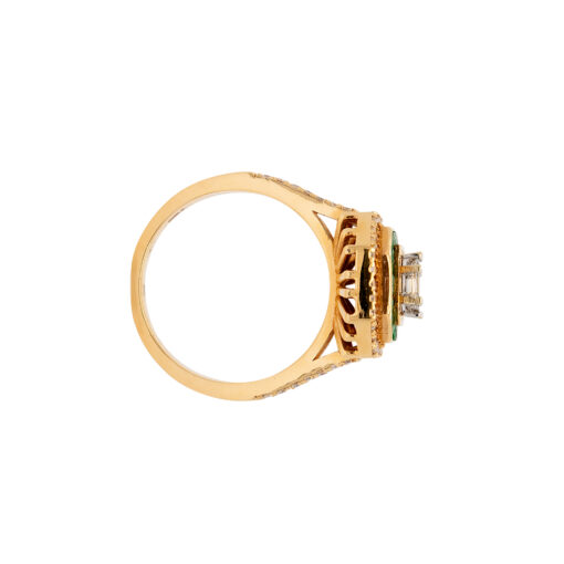 18k Yellow Gold 0.91ctw Diamond and 0.55ctw Emerald Multi Stone Octagonal Shape Ring - Image 11