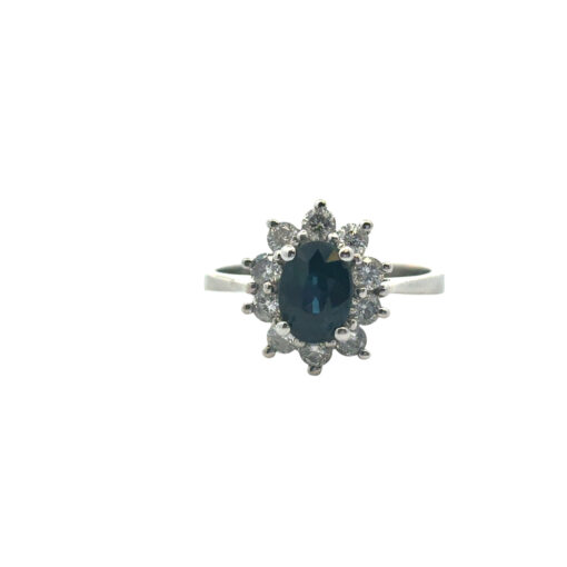 14k White Gold 0.60ctw Oval Blue Sapphire 0.40ctw Natural Diamond Ring - Image 6