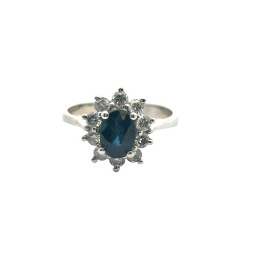 14k White Gold 0.60ctw Oval Blue Sapphire 0.40ctw Natural Diamond Ring - Image 17