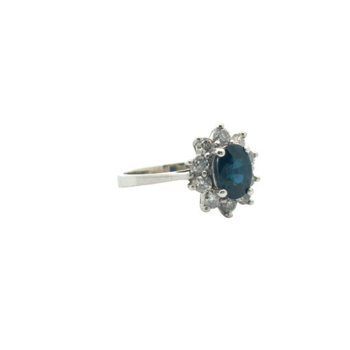 14k White Gold 0.60ctw Oval Blue Sapphire 0.40ctw Natural Diamond Ring - Image 7