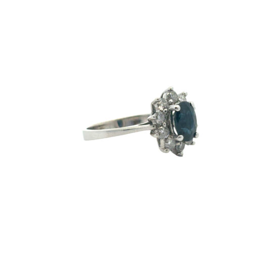 14k White Gold 0.60ctw Oval Blue Sapphire 0.40ctw Natural Diamond Ring - Image 8