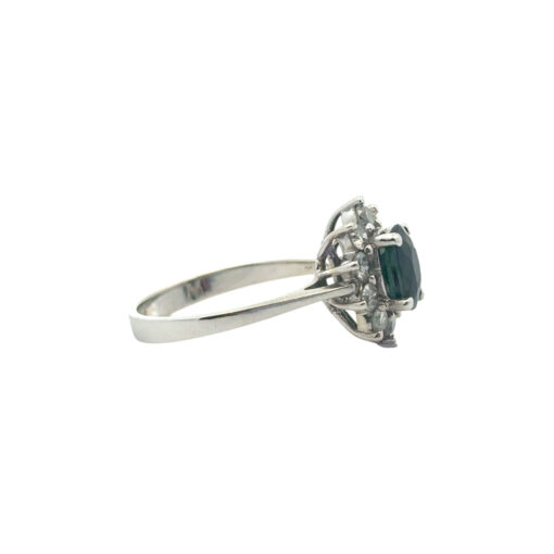 14k White Gold 0.60ctw Oval Blue Sapphire 0.40ctw Natural Diamond Ring - Image 9