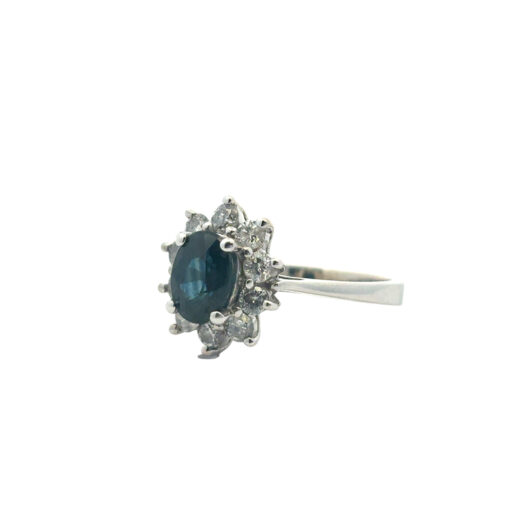 14k White Gold 0.60ctw Oval Blue Sapphire 0.40ctw Natural Diamond Ring - Image 12