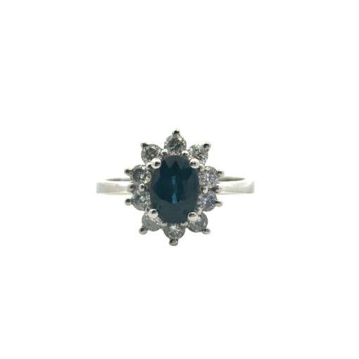 14k White Gold 0.60ctw Oval Blue Sapphire 0.40ctw Natural Diamond Ring - Image 13