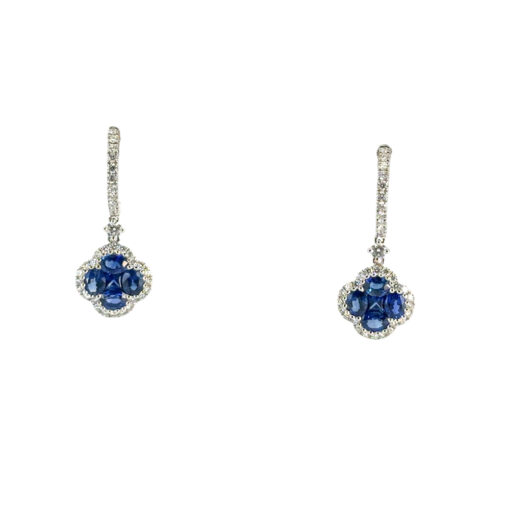 Sapphire Clover Dangle Earrings