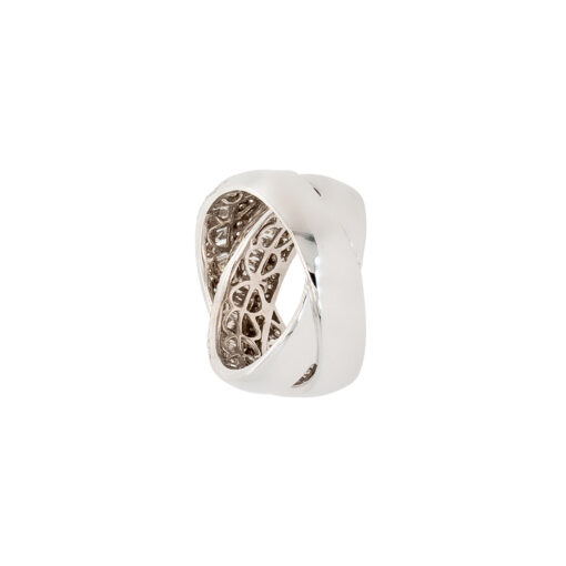 18k White Gold 2.60ctw Round Brilliant and Baguette Natural Diamond Crossover Ring - Image 11