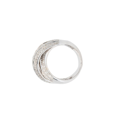 18k White Gold 2.60ctw Round Brilliant and Baguette Natural Diamond Crossover Ring - Image 6