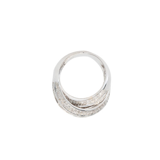 18k White Gold 2.60ctw Round Brilliant and Baguette Natural Diamond Crossover Ring - Image 8