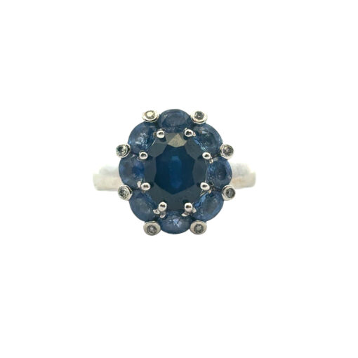 14k White Gold 4.8ctw Blue Sapphire Ring - Image 6