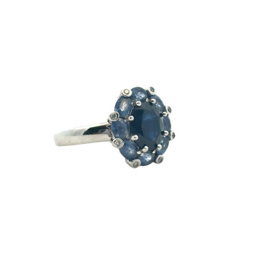 14k White Gold 4.8ctw Blue Sapphire Ring - Image 7