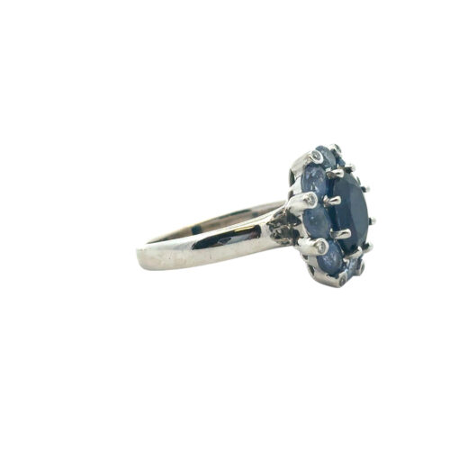14k White Gold 4.8ctw Blue Sapphire Ring - Image 9