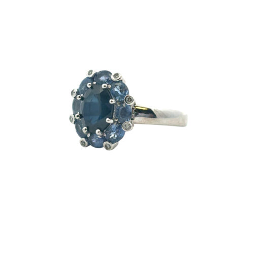 14k White Gold 4.8ctw Blue Sapphire Ring - Image 12