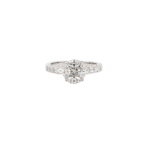 18k White Gold 0.58ct Marquise and Princess Cut Natural Diamond Engagement Ring - Image 13