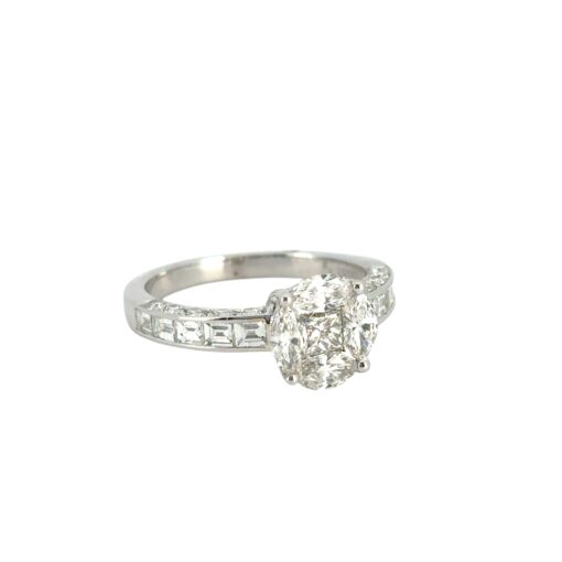 18k White Gold 0.58ct Marquise and Princess Cut Natural Diamond Engagement Ring - Image 8