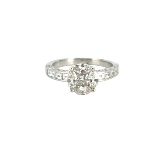 18k White Gold 0.58ct Marquise and Princess Cut Natural Diamond Engagement Ring - Image 10