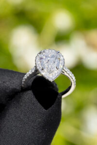 pear shaped halo engagement ring