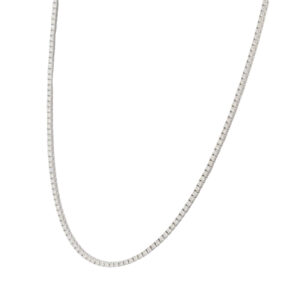 14k White Gold Flower Pendant on a 4.65ctw Natural Round Brilliant Diamond Tennis Necklace White Gold Pendant Necklace