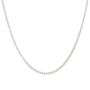 14k White Gold Flower Pendant on a 4.65ctw Natural Round Brilliant Diamond Tennis Necklace White Gold Pendant Necklace