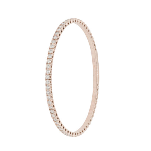 14k Rose Gold 2.84ctw Natural Diamond Tennis Stretch Style Bangle Bracelet - Image 15