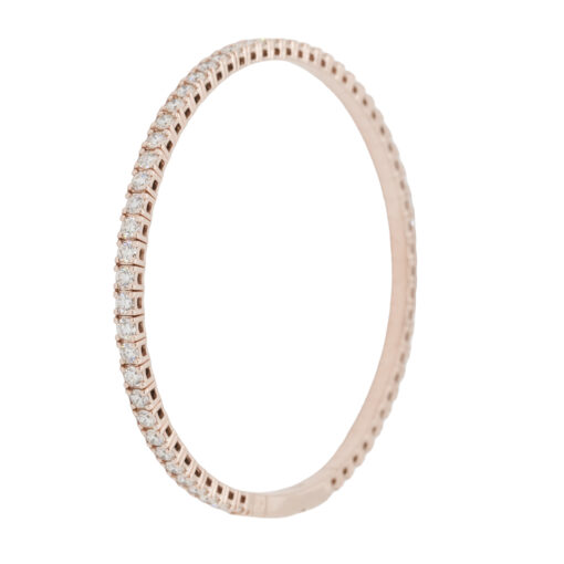 14k Rose Gold 2.84ctw Natural Diamond Tennis Stretch Style Bangle Bracelet - Image 7