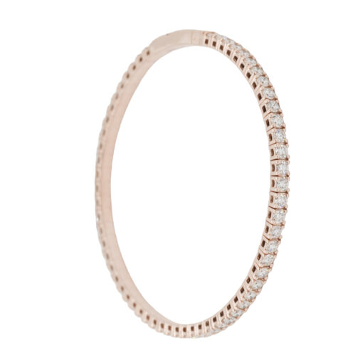 14k Rose Gold 2.84ctw Natural Diamond Tennis Stretch Style Bangle Bracelet - Image 6