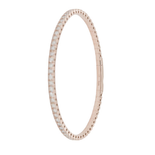 14k Rose Gold 2.84ctw Natural Diamond Tennis Stretch Style Bangle Bracelet - Image 9