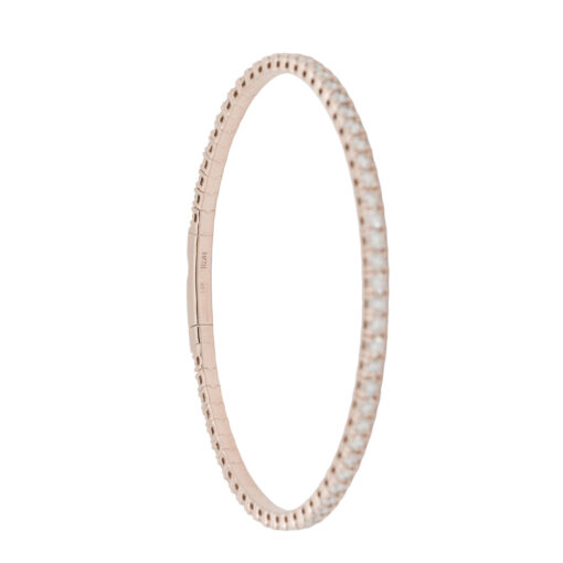 14k Rose Gold 2.84ctw Natural Diamond Tennis Stretch Style Bangle Bracelet - Image 8
