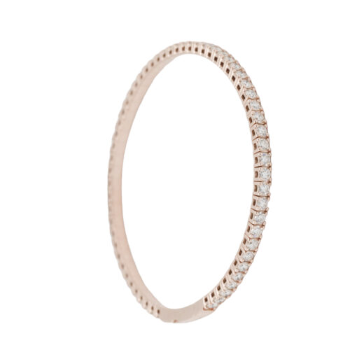 14k Rose Gold 2.84ctw Natural Diamond Tennis Stretch Style Bangle Bracelet - Image 11