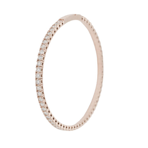 14k Rose Gold 2.84ctw Natural Diamond Tennis Stretch Style Bangle Bracelet - Image 10