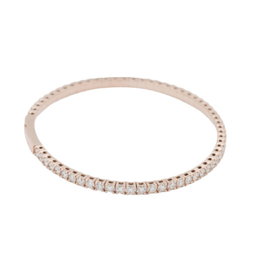 14k Rose Gold 2.84ctw Natural Diamond Tennis Stretch Style Bangle Bracelet - Image 16