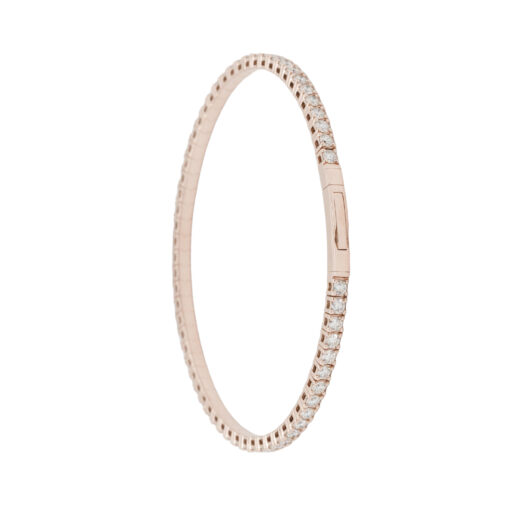 14k Rose Gold 2.84ctw Natural Diamond Tennis Stretch Style Bangle Bracelet - Image 13