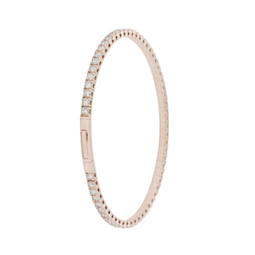 14k Rose Gold 2.84ctw Natural Diamond Tennis Stretch Style Bangle Bracelet - Image 12