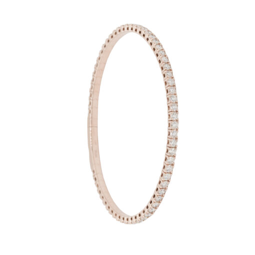 14k Rose Gold 2.84ctw Natural Diamond Tennis Stretch Style Bangle Bracelet - Image 14