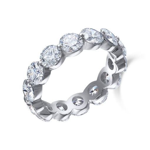 18k White Gold GIA Certified 5.6ctw Natural D Flawless Round Brilliant Diamond Eternity Ring - Image 5