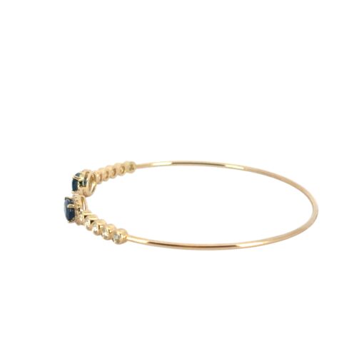 14k Yellow Gold 0.53ctw Round Brilliant Diamond and 1.30ctw Sapphire Bangle Bracelet - Image 13