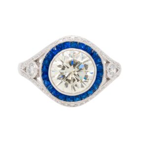 Sapphire Diamond Platinum Ring