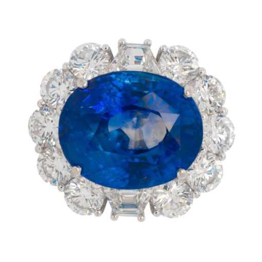 Platinum GIA Certified Sapphire and Diamond Ring - Image 6
