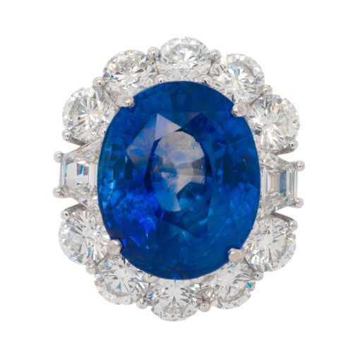Platinum GIA Certified Sapphire and Diamond Ring - Image 10