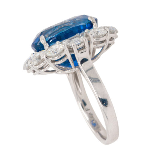 Platinum GIA Certified Sapphire and Diamond Ring - Image 9