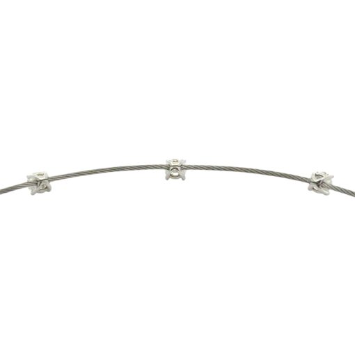 14k White Gold and Stainless Steel Cable 7-Stone Diamond Choker Necklace - Image 6